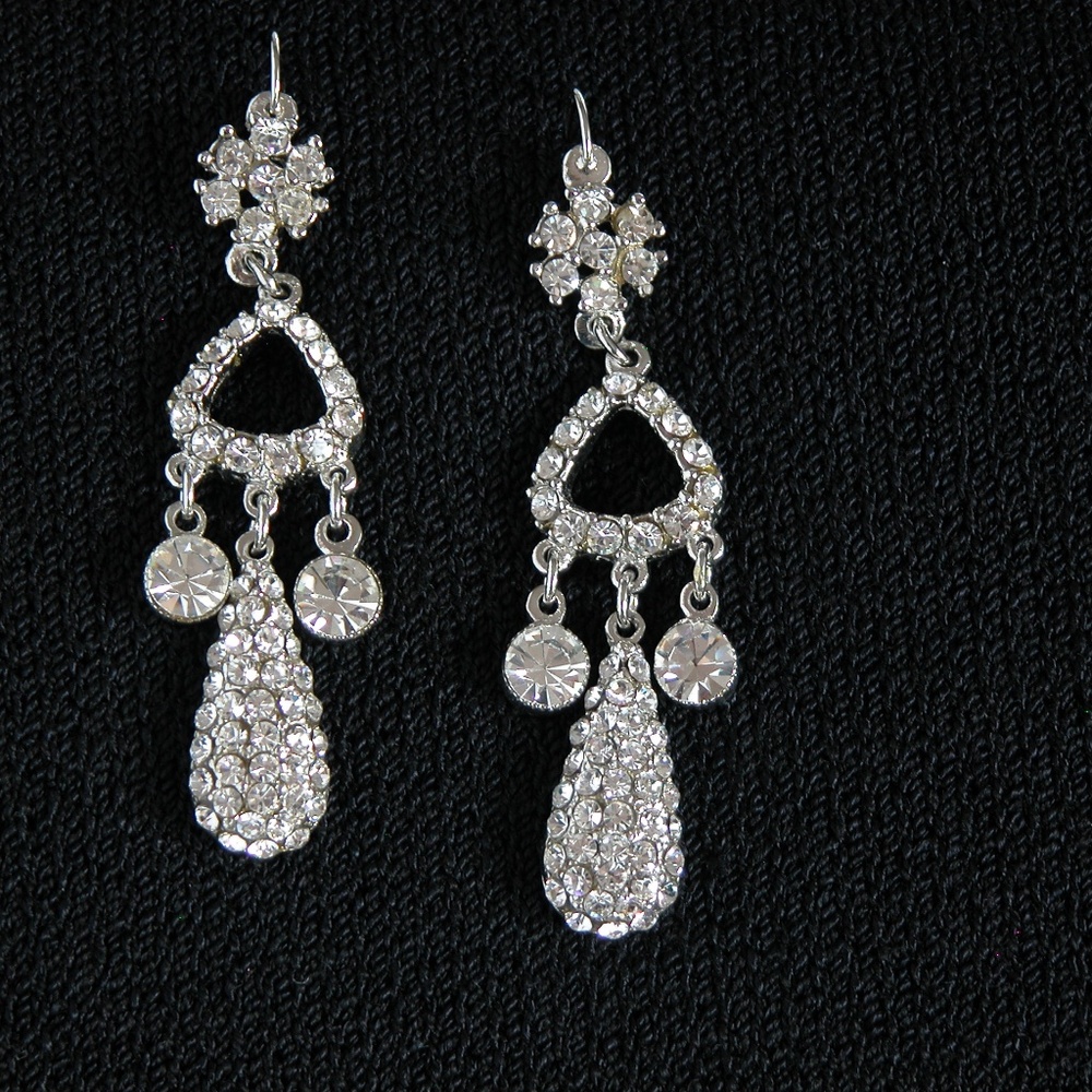Crystal Rhinestone Dangle Statement Earrings - image 3